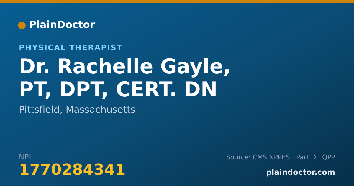 Shareable card for Rachelle Gayle, PT, DPT, CERT. DN - Physical Therapist, Pittsfield, MA