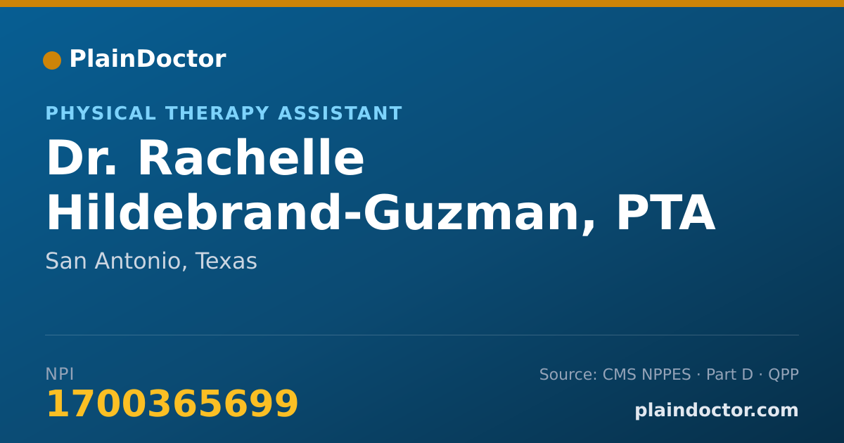 Shareable card for Rachelle Hildebrand-Guzman, PTA - Physical Therapy Assistant, San Antonio, TX
