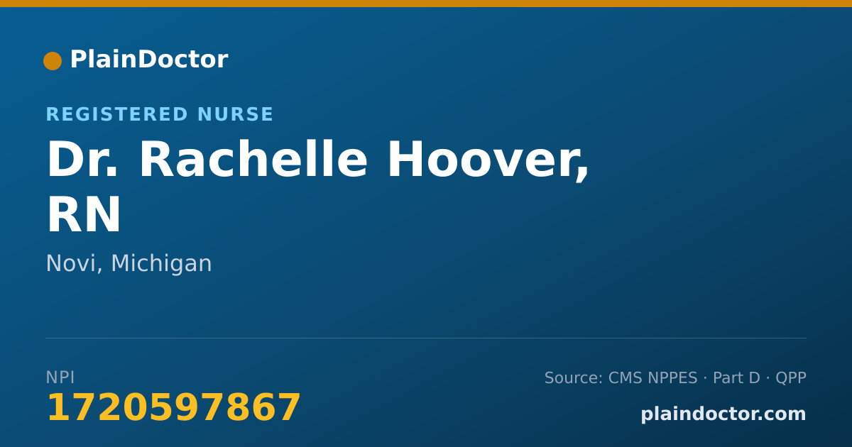 Shareable card for Rachelle Hoover, RN - Registered Nurse, Novi, MI