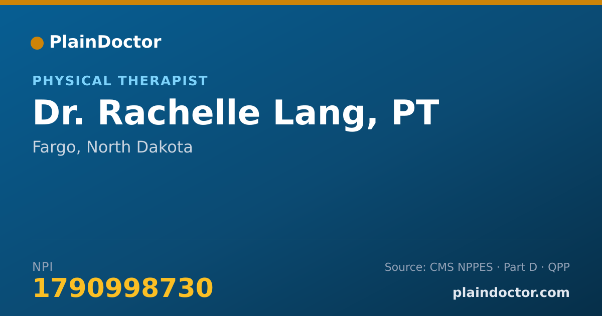 Shareable card for Rachelle Lang, PT - Physical Therapist, Fargo, ND