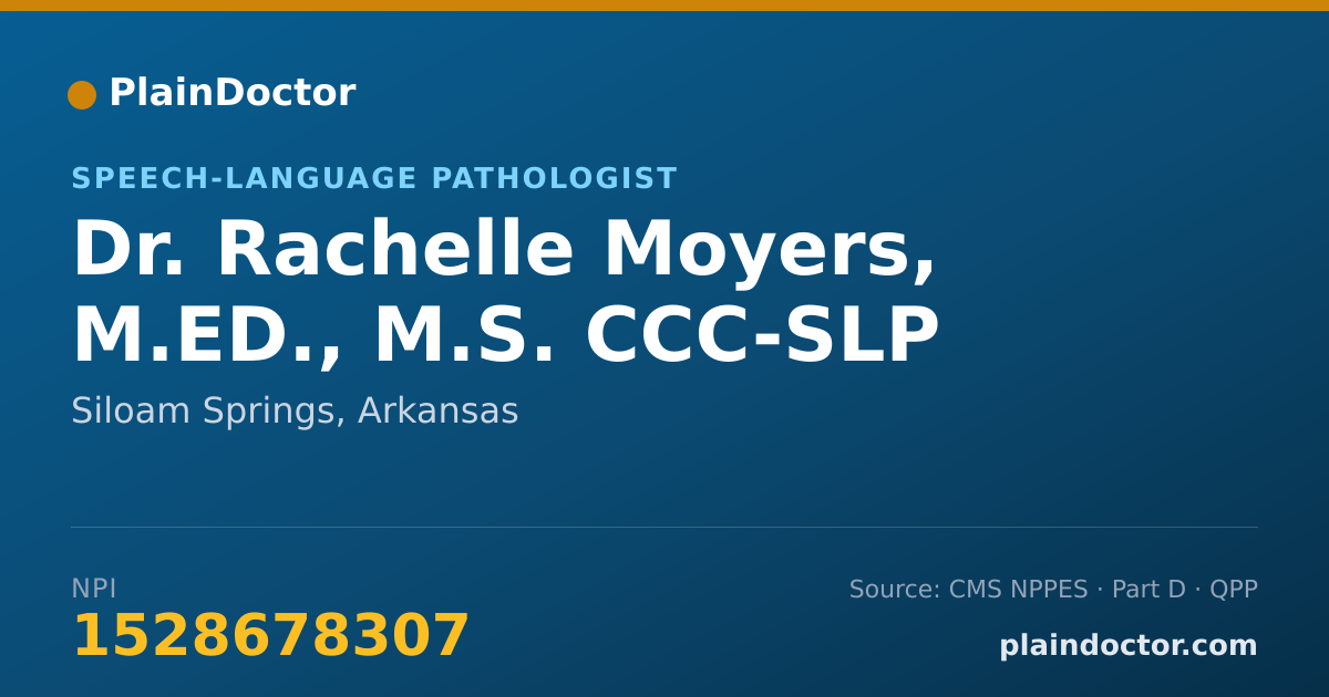 Shareable card for Rachelle Moyers, M.ED., M.S. CCC-SLP - Speech-Language Pathologist, Siloam Springs, AR