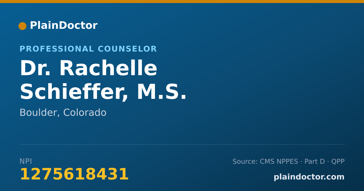 Shareable card for Rachelle Schieffer, M.S. - Professional Counselor, Boulder, CO