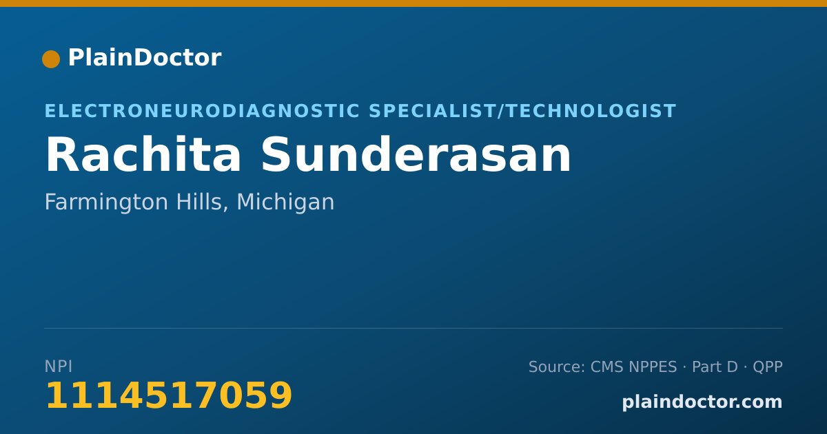 Shareable card for Rachita Sunderasan - Electroneurodiagnostic Specialist/Technologist, Farmington Hills, MI