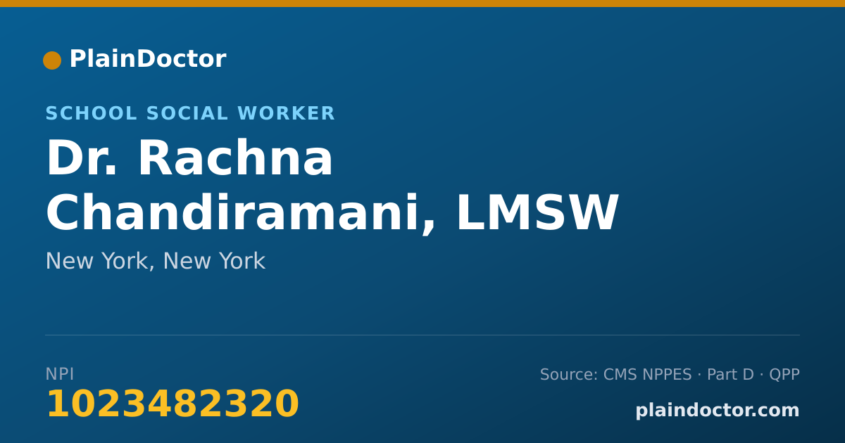 Shareable card for Rachna Chandiramani, LMSW - School Social Worker, New York, NY