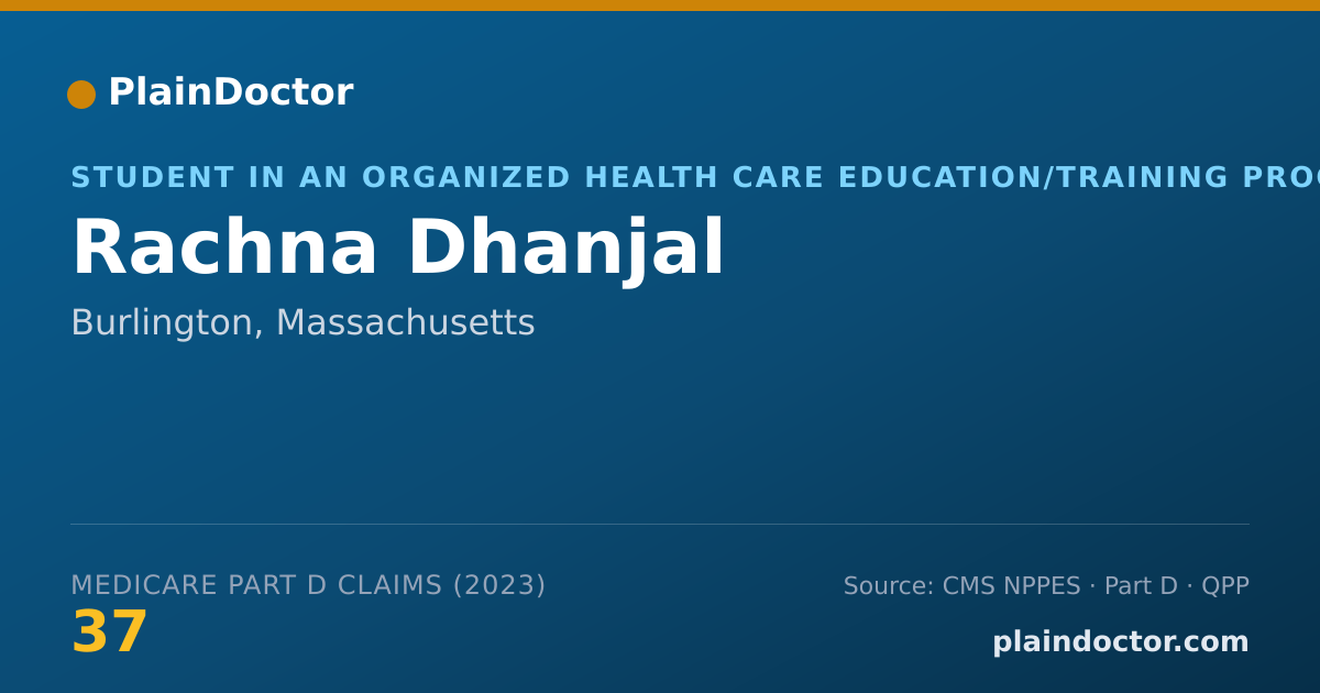 Shareable card for Rachna Dhanjal - Student in an Organized Health Care Education/Training Program, Burlington, MA