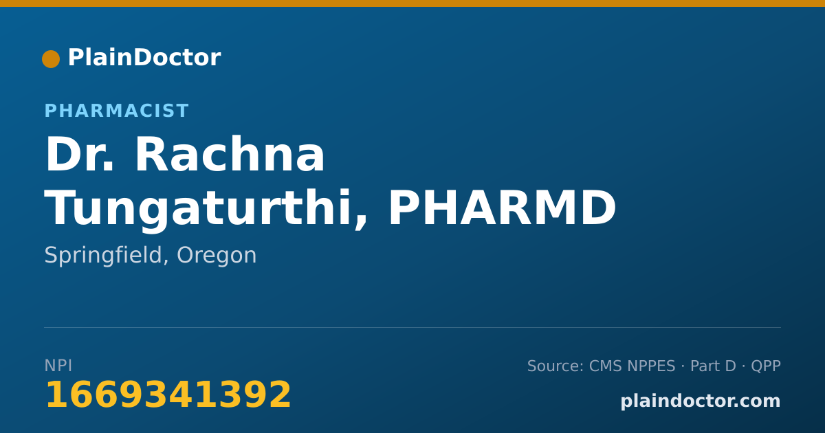 Shareable card for Rachna Tungaturthi, PHARMD - Pharmacist, Springfield, OR