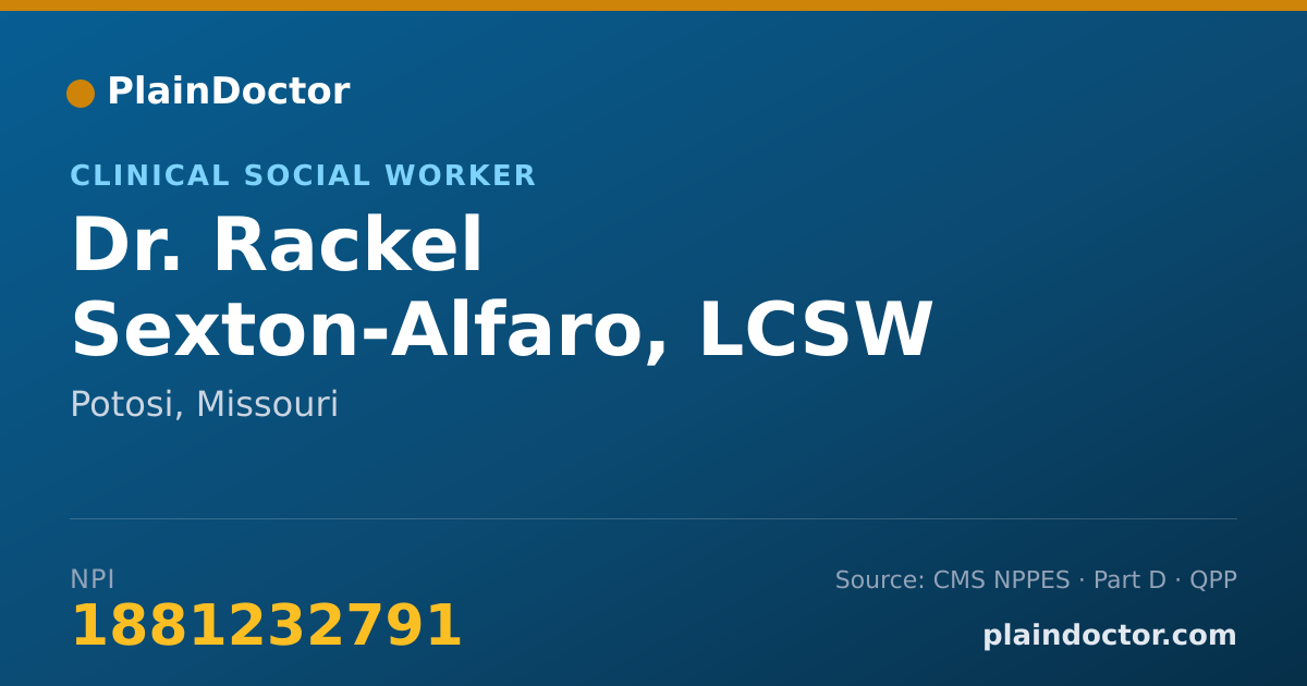 Shareable card for Rackel Sexton-Alfaro, LCSW - Clinical Social Worker, Potosi, MO