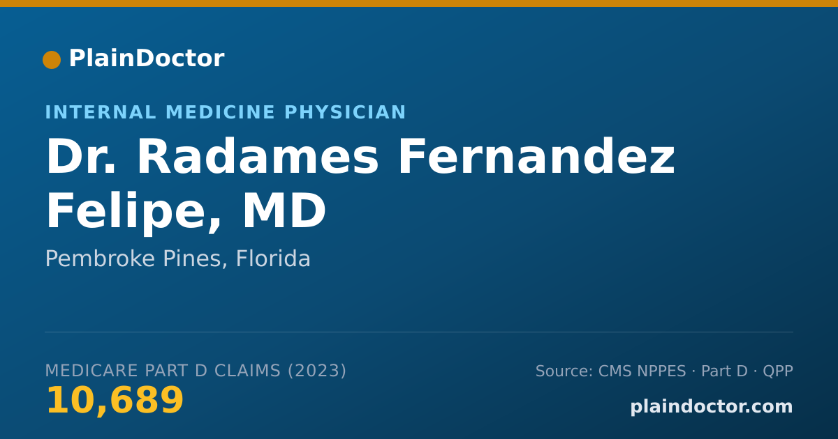 Shareable card for Radames Fernandez Felipe, MD - Internal Medicine Physician, Pembroke Pines, FL