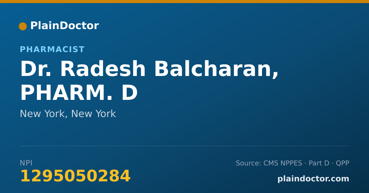 Shareable card for Radesh Balcharan, PHARM. D - Pharmacist, New York, NY