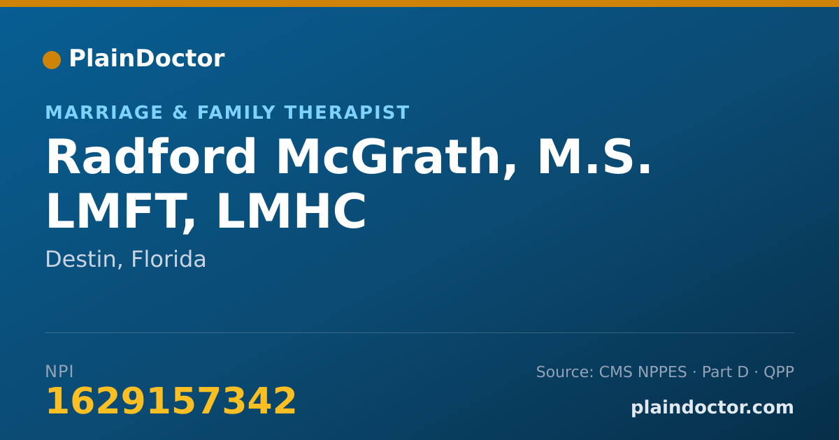 Shareable card for Radford McGrath, M.S.  LMFT, LMHC - Marriage & Family Therapist, Destin, FL
