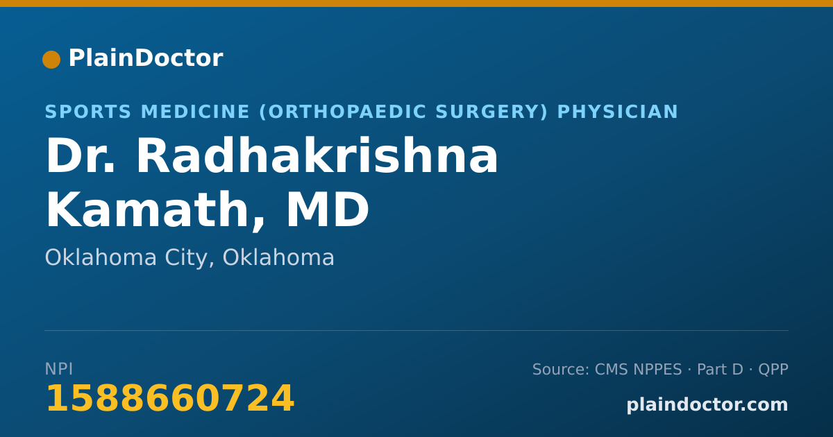 Shareable card for Radhakrishna Kamath, MD - Sports Medicine (Orthopaedic Surgery) Physician, Oklahoma City, OK