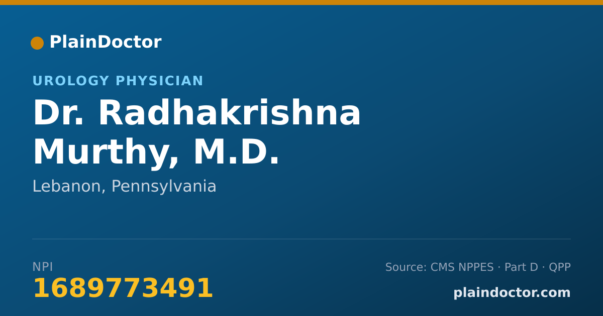 Shareable card for Radhakrishna Murthy, M.D. - Urology Physician, Lebanon, PA