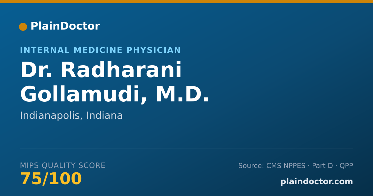 Shareable card for Radharani Gollamudi, M.D. - Internal Medicine Physician, Indianapolis, IN