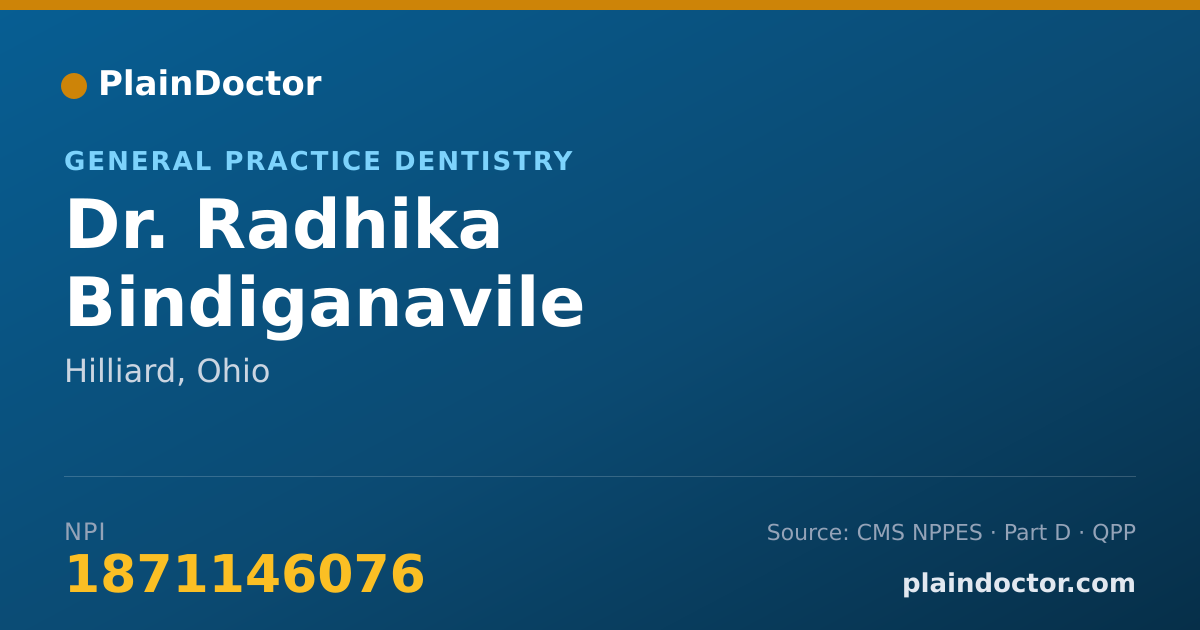 Shareable card for Radhika Bindiganavile Sathyanarayana, DDS - General Practice Dentistry, Hilliard, OH