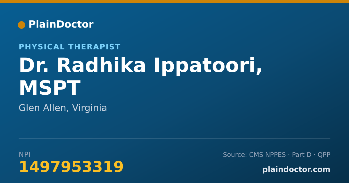 Shareable card for Radhika Ippatoori, MSPT - Physical Therapist, Glen Allen, VA