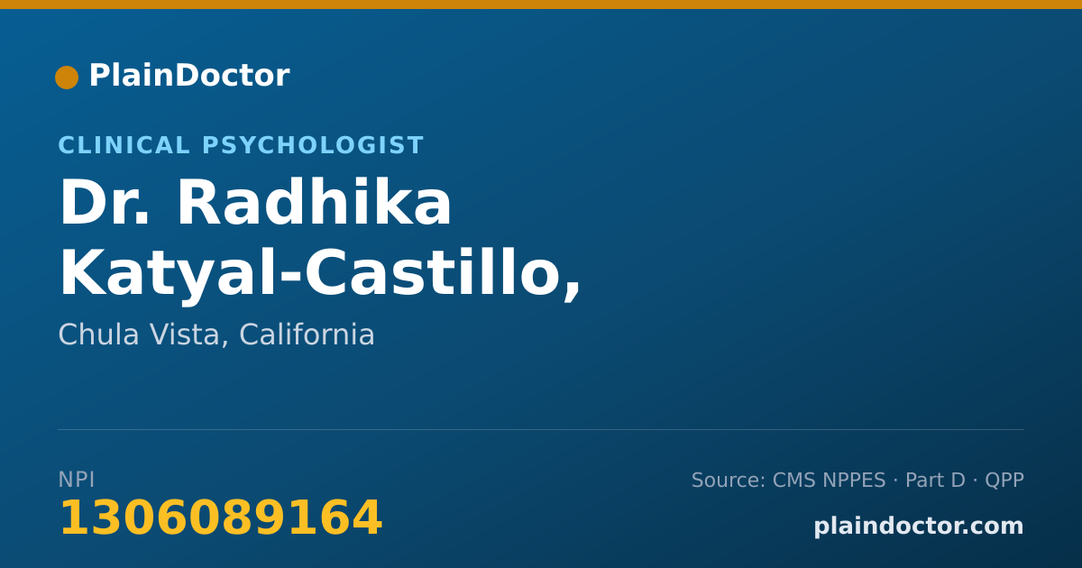 Shareable card for Radhika Katyal-Castillo, PSY.D. - Clinical Psychologist, Chula Vista, CA