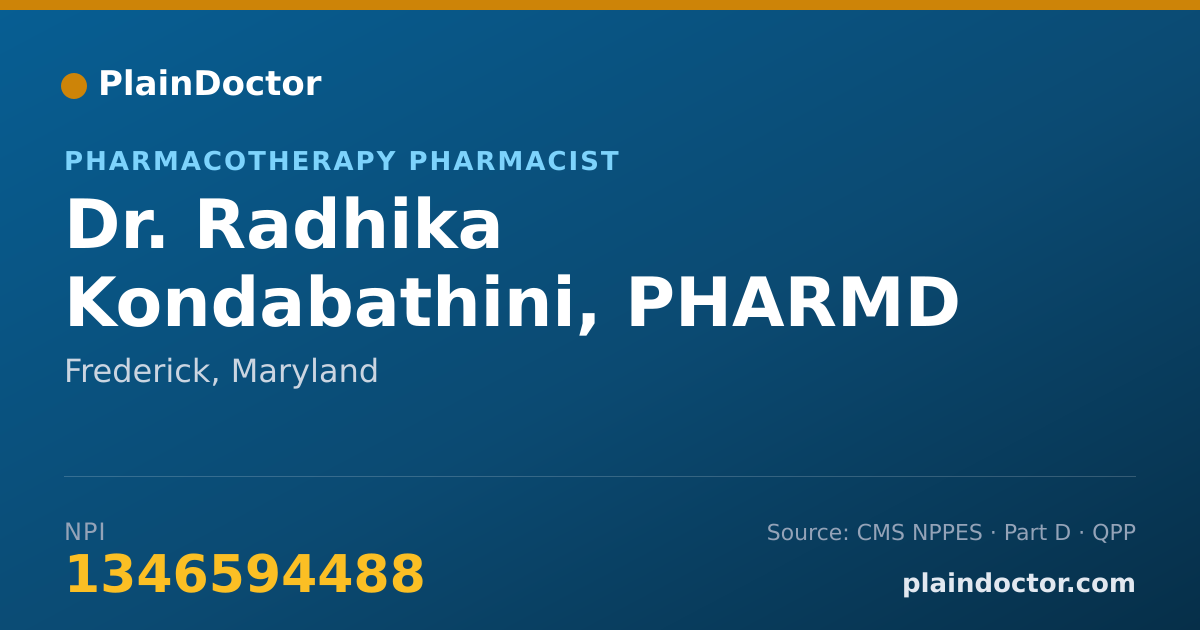 Shareable card for Radhika Kondabathini, PHARMD - Pharmacotherapy Pharmacist, Frederick, MD