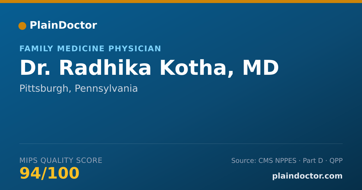 Shareable card for Radhika Kotha, MD - Family Medicine Physician, Pittsburgh, PA