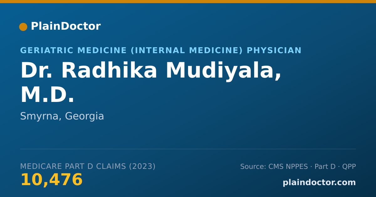 Shareable card for Radhika Mudiyala, M.D. - Geriatric Medicine (Internal Medicine) Physician, Smyrna, GA
