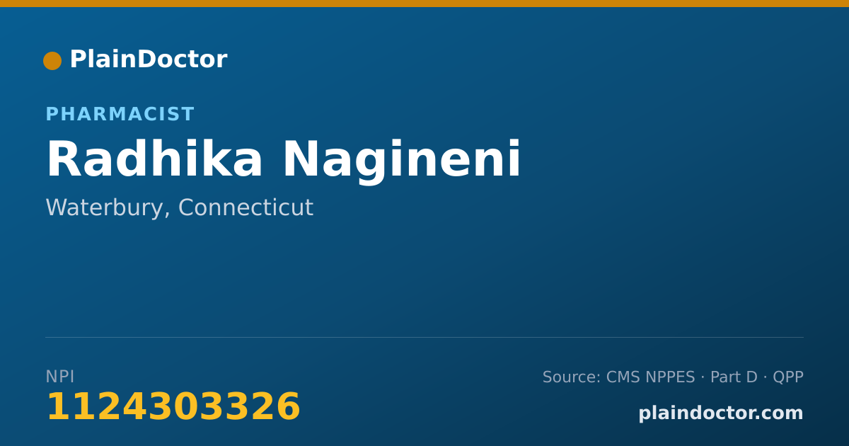 Shareable card for Radhika Nagineni - Pharmacist, Waterbury, CT
