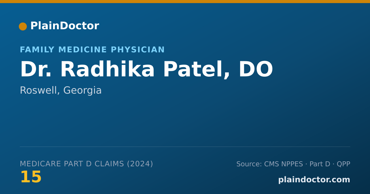 Shareable card for Radhika Patel, DO - Family Medicine Physician, Roswell, GA