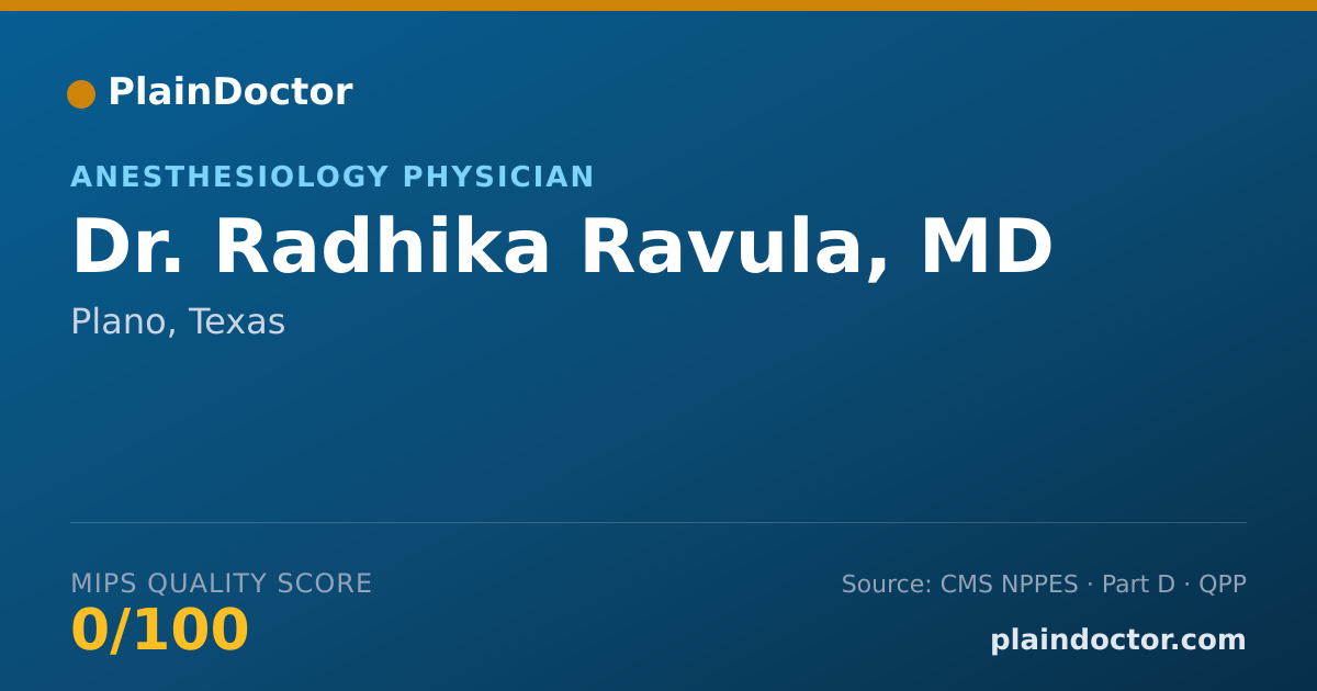 Shareable card for Radhika Ravula, MD - Anesthesiology Physician, Plano, TX