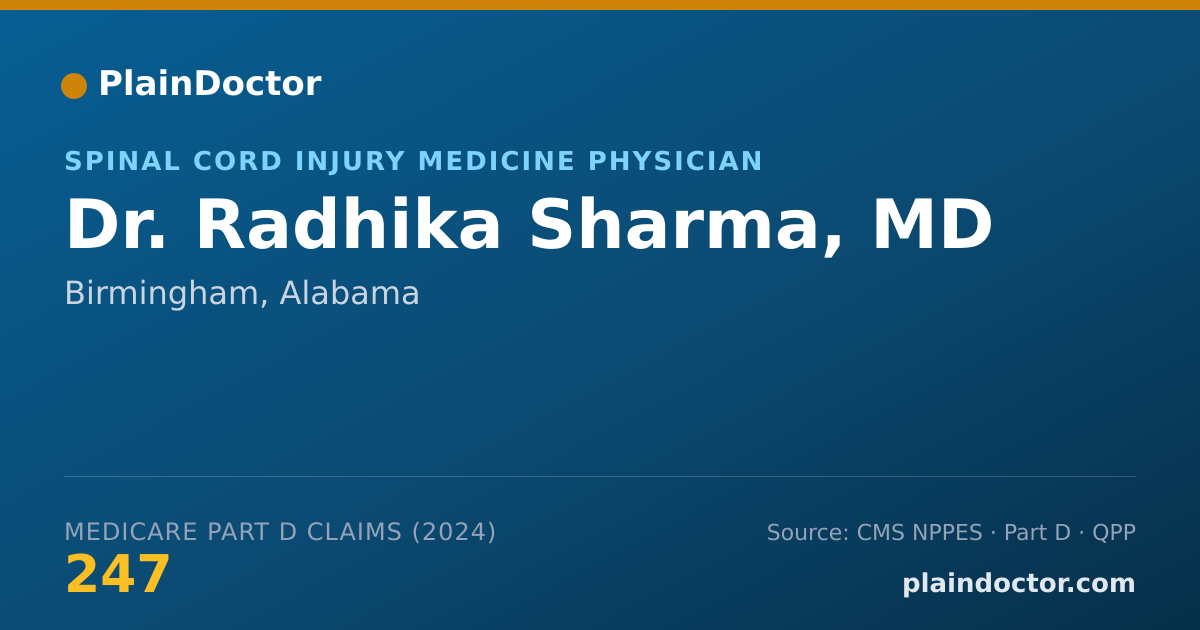 Shareable card for Radhika Sharma, MD - Spinal Cord Injury Medicine Physician, Birmingham, AL