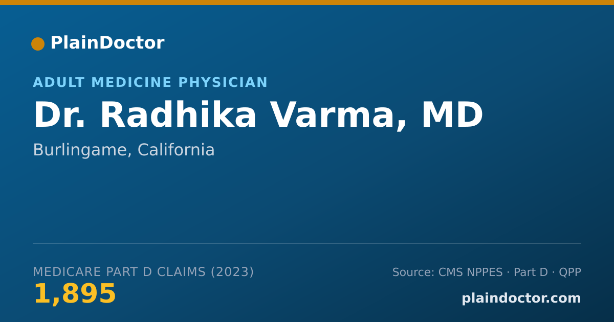 Shareable card for Radhika Varma, MD - Adult Medicine Physician, Burlingame, CA