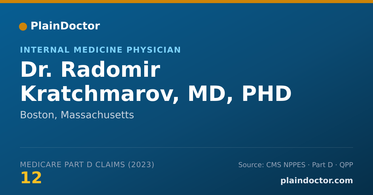 Shareable card for Radomir Kratchmarov, MD, PHD - Internal Medicine Physician, Boston, MA