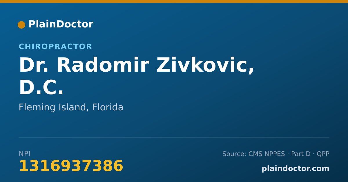 Shareable card for Radomir Zivkovic, D.C. - Chiropractor, Fleming Island, FL