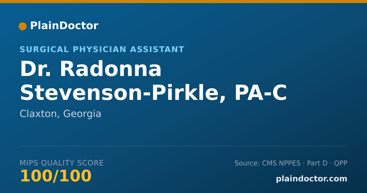 Shareable card for Radonna Stevenson-Pirkle, PA-C - Surgical Physician Assistant, Claxton, GA