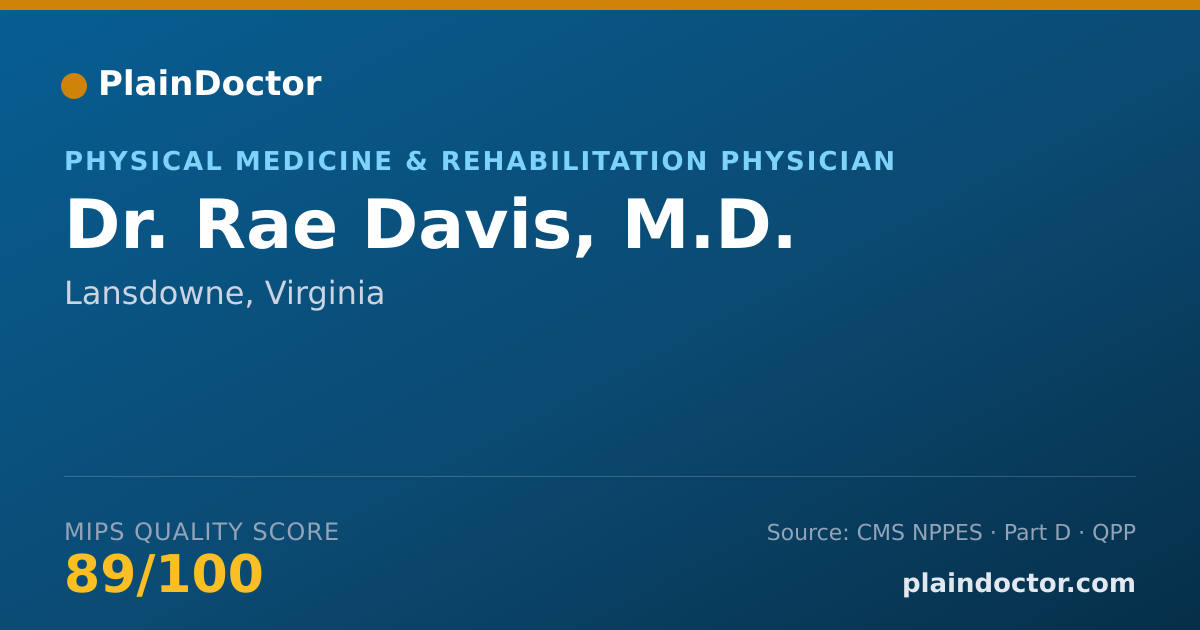 Shareable card for Rae Davis, M.D. - Physical Medicine & Rehabilitation Physician, Lansdowne, VA