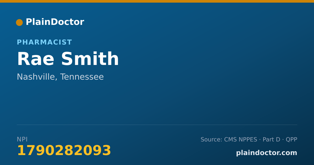 Shareable card for Rae Smith - Pharmacist, Nashville, TN