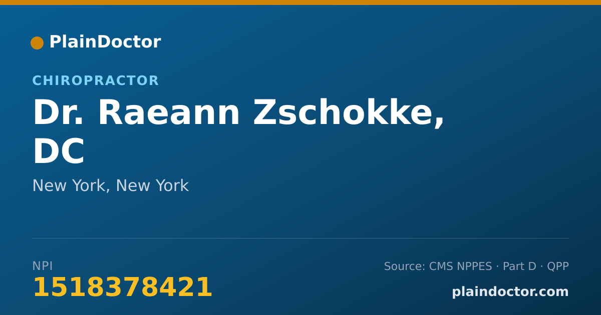 Shareable card for Raeann Zschokke, DC - Chiropractor, New York, NY