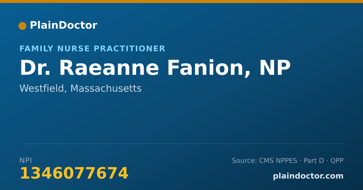 Shareable card for Raeanne Fanion, NP - Family Nurse Practitioner, Westfield, MA