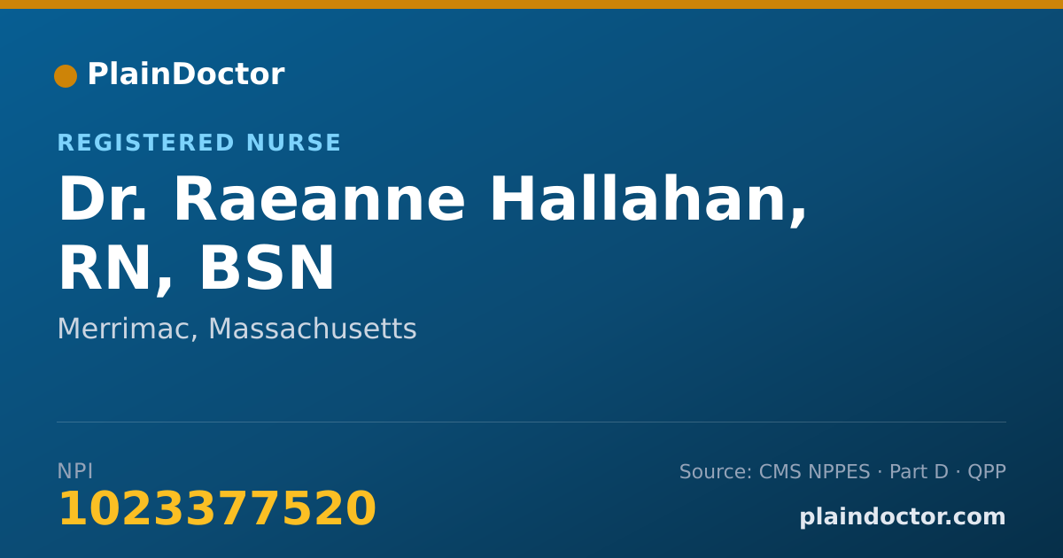 Shareable card for Raeanne Hallahan, RN, BSN - Registered Nurse, Merrimac, MA