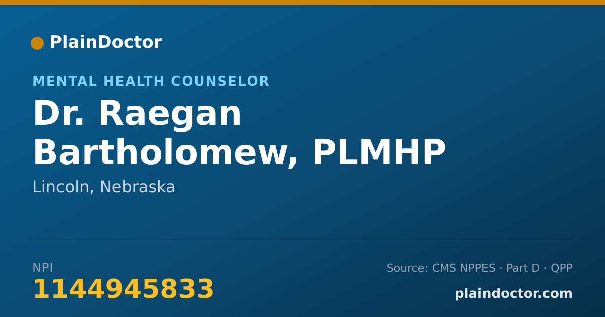 Shareable card for Raegan Bartholomew, PLMHP - Mental Health Counselor, Lincoln, NE