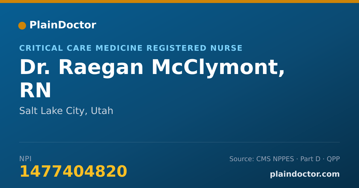 Shareable card for Raegan McClymont, RN - Critical Care Medicine Registered Nurse, Salt Lake City, UT