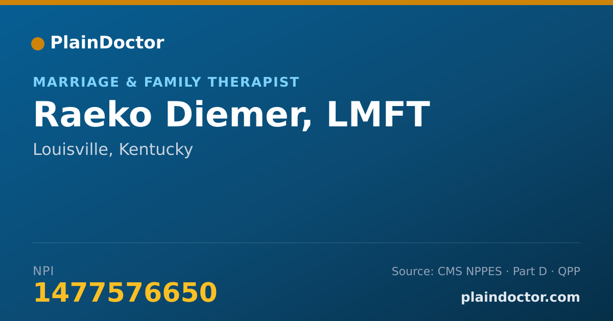 Shareable card for Raeko Diemer, LMFT - Marriage & Family Therapist, Louisville, KY