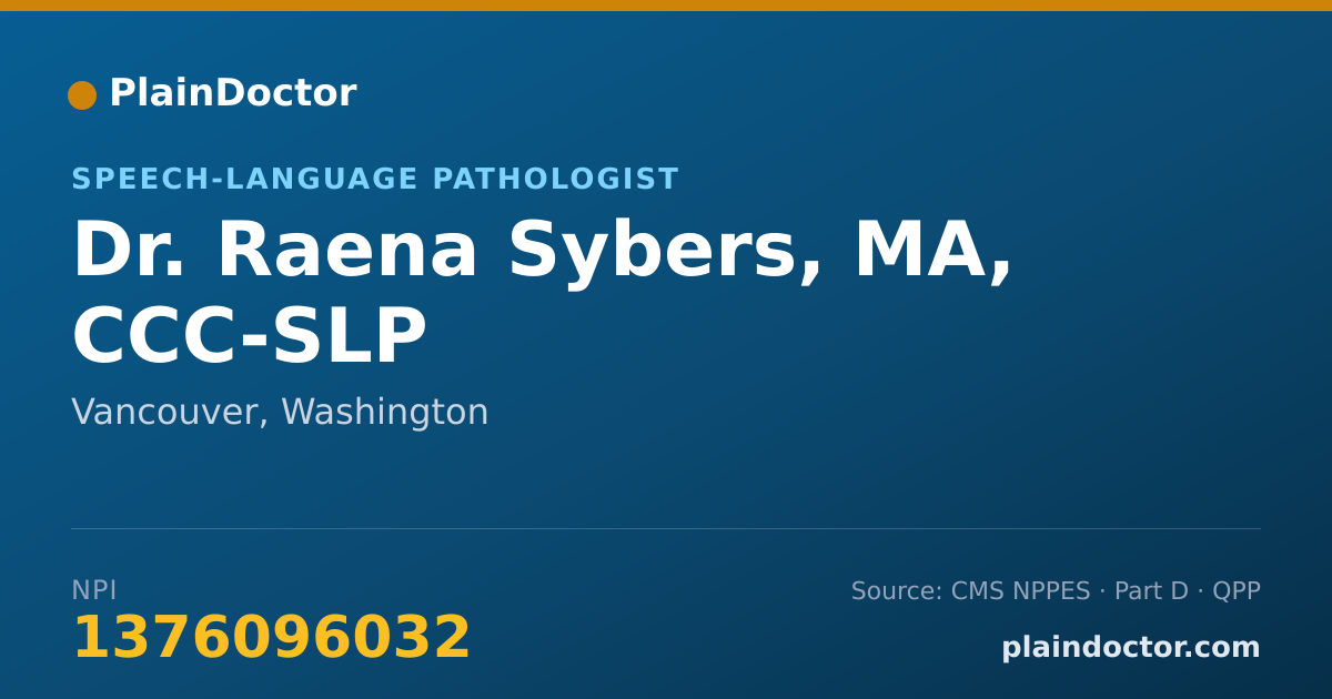 Shareable card for Raena Sybers, MA, CCC-SLP - Speech-Language Pathologist, Vancouver, WA