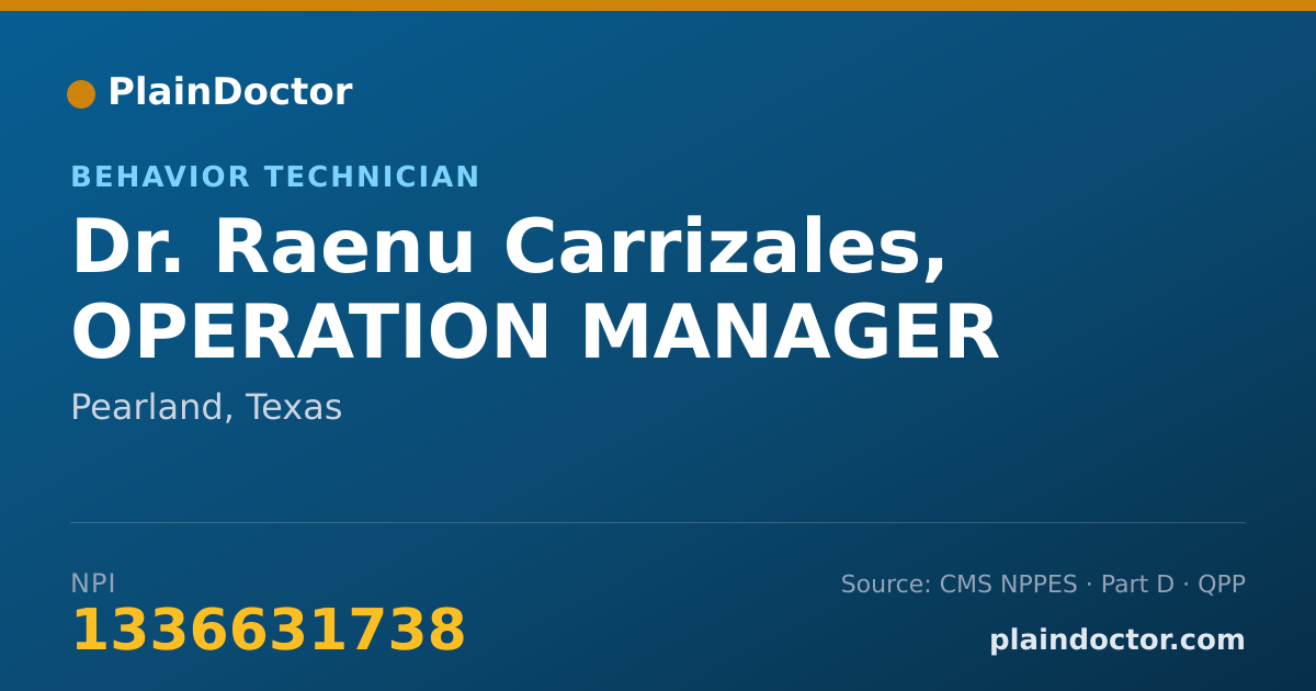 Shareable card for Raenu Carrizales, OPERATION MANAGER - Behavior Technician, Pearland, TX