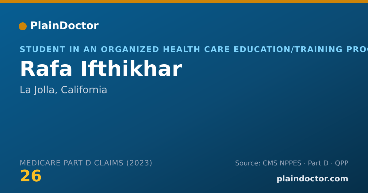Shareable card for Rafa Ifthikhar - Student in an Organized Health Care Education/Training Program, La Jolla, CA