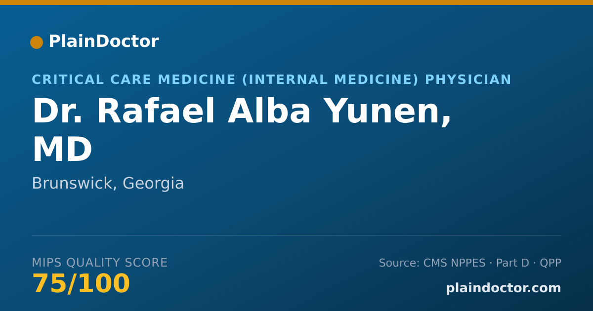 Shareable card for Rafael Alba Yunen, MD - Critical Care Medicine (Internal Medicine) Physician, Brunswick, GA