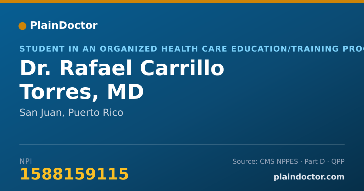 Shareable card for Rafael Carrillo Torres, MD - Student in an Organized Health Care Education/Training Program, San Juan, PR