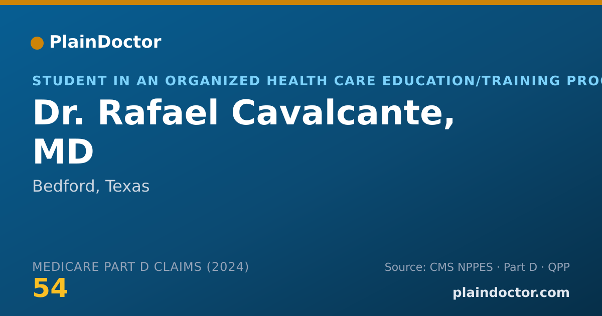 Shareable card for Rafael Cavalcante, MD - Student in an Organized Health Care Education/Training Program, Bedford, TX