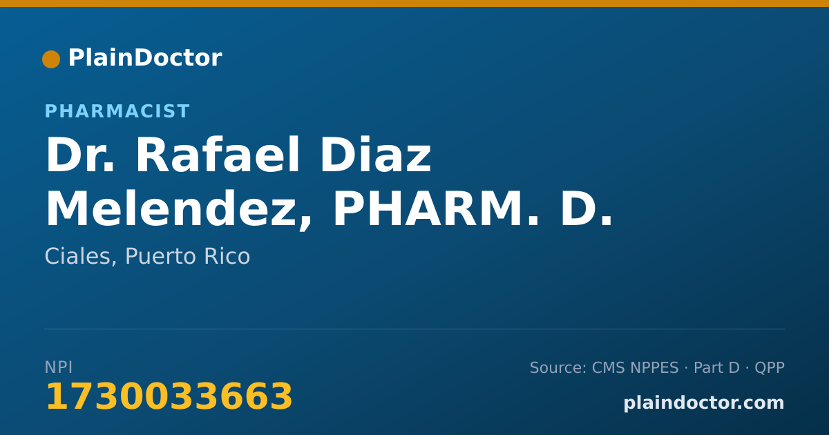 Shareable card for Rafael Diaz Melendez, PHARM. D. - Pharmacist, Ciales, PR