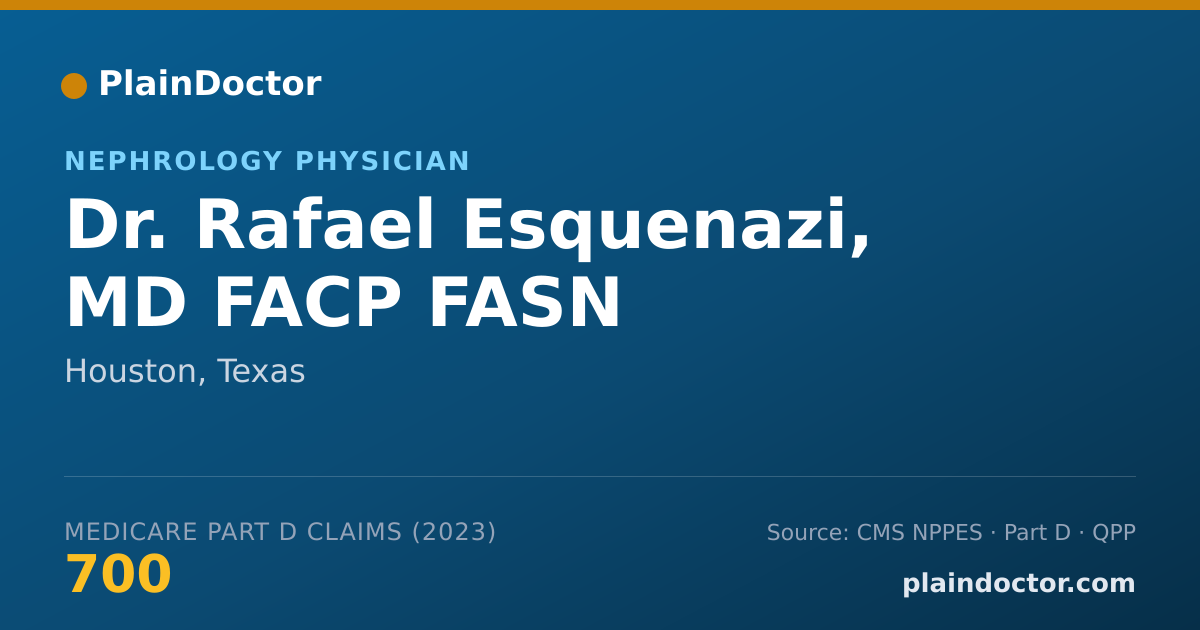 Shareable card for Rafael Esquenazi, MD FACP FASN - Nephrology Physician, Houston, TX