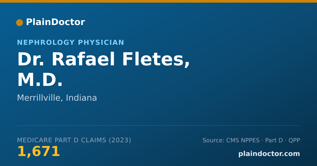 Shareable card for Rafael Fletes, M.D. - Nephrology Physician, Merrillville, IN