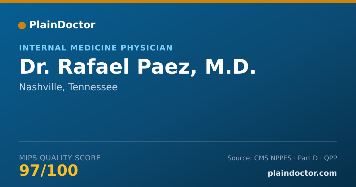 Shareable card for Rafael Paez, M.D. - Internal Medicine Physician, Nashville, TN