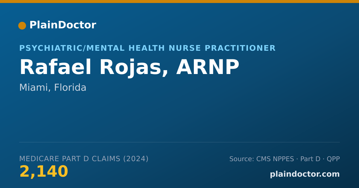 Shareable card for Rafael Rojas, ARNP - Psychiatric/Mental Health Nurse Practitioner, Miami, FL